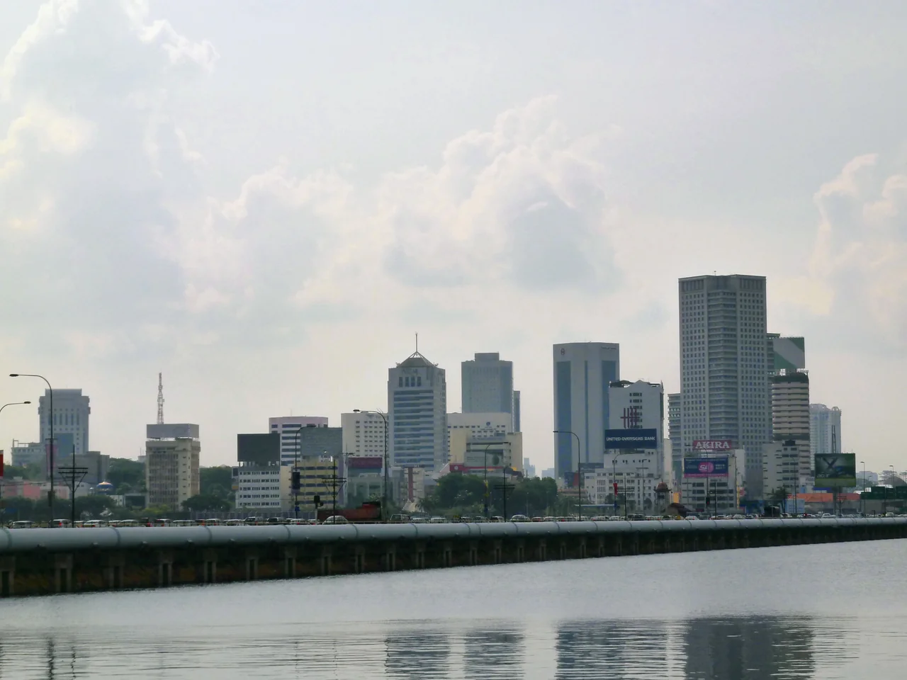 Johor Bahru waterfront and city skyline in the evening
